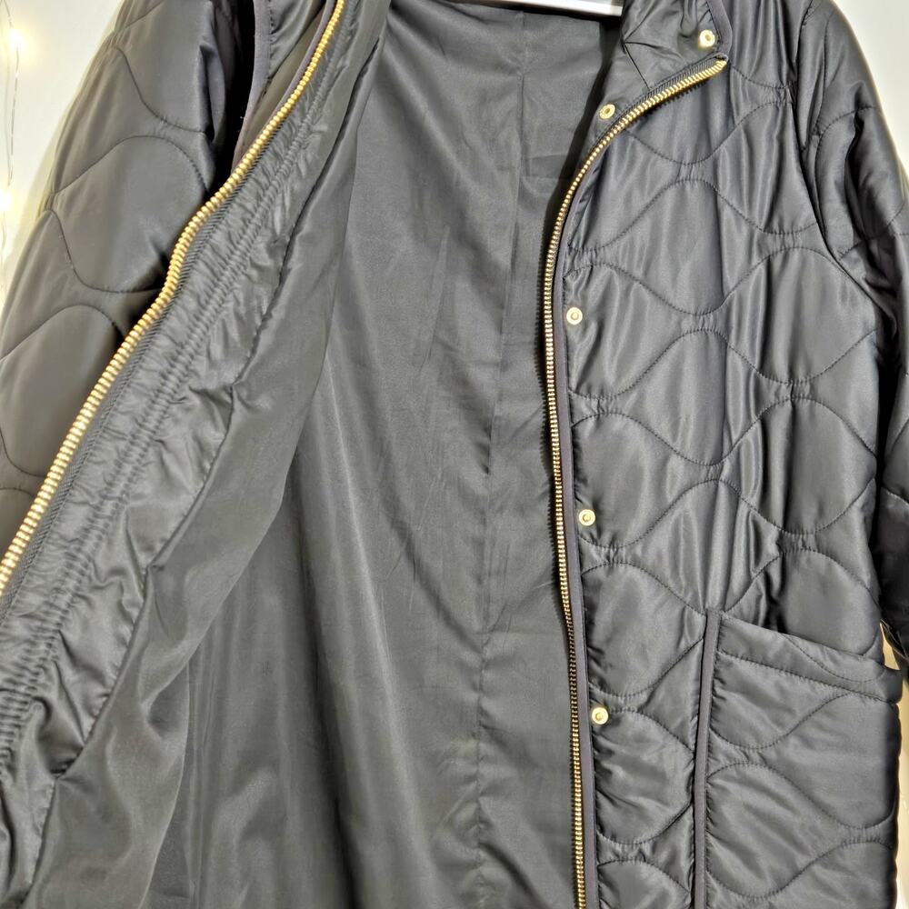 QUINCE Women's Featherless Quilted Long Puffer Jacket Size Large Black Outerwear - Picture 12 of 16